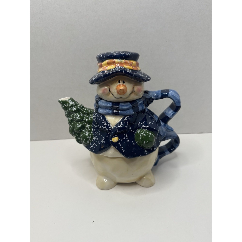 - Snowman Tea For One. Earthenware, Hand-Painted New Open Box